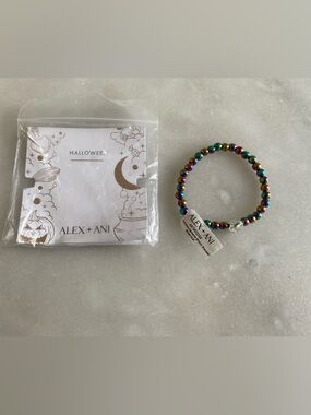 New! Alex and Ani Rainbow Hematite Stretch Bracelet Halloween collection